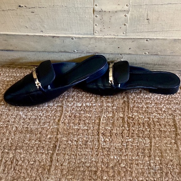 MICHAEL KORS DESIGNER BLACK 100% LEATHER MULES SLIP ON LOAFER SHOES 8 M - Picture 7 of 16